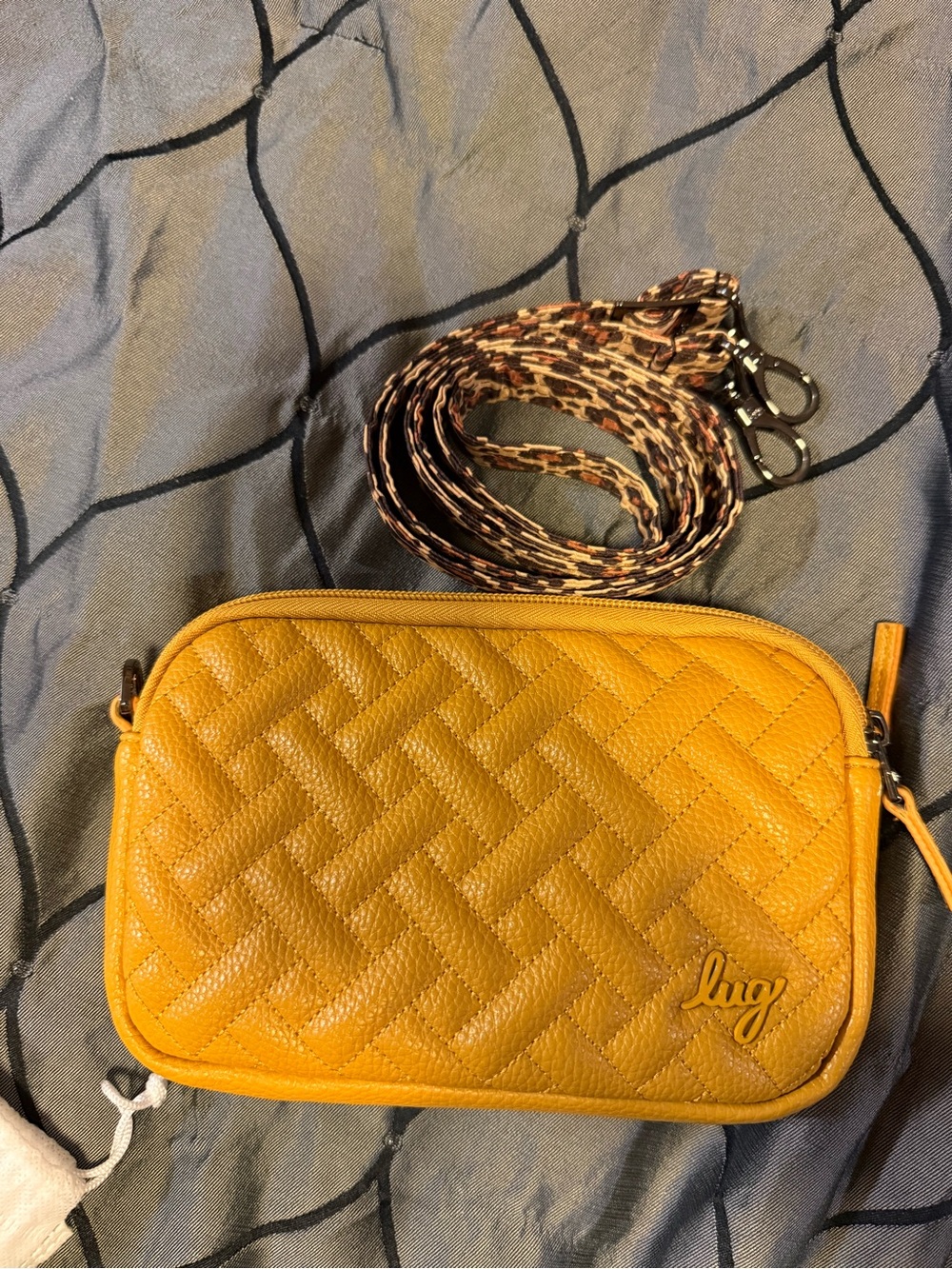 lug COUPE Vegan Leather Quilted Crossbody Bag - Mustard Yellow